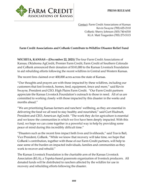 Farm Credit donates to Wildfire Disaster Relief Fund