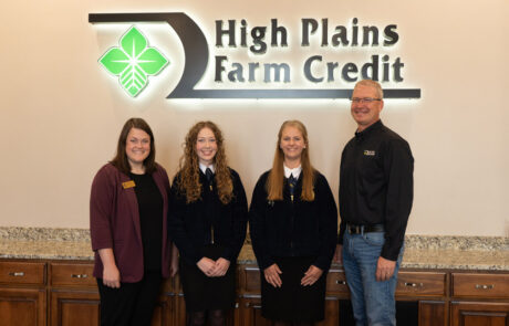 High Plains Farm Credit President and CEO, Kevin Swayne, pictured with representatives from the Hays FFA chapter and the Kansas FFA Foundation.