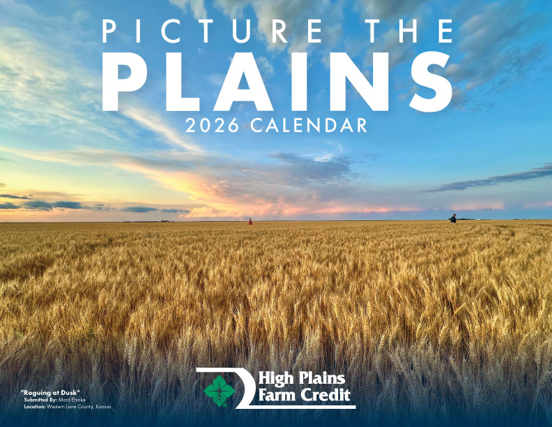 Cover of the 2026 HPFC Calendar, featuring a photo of two men walking through a field of wheat that's ready to harvest, captured by Marit Ehmke.